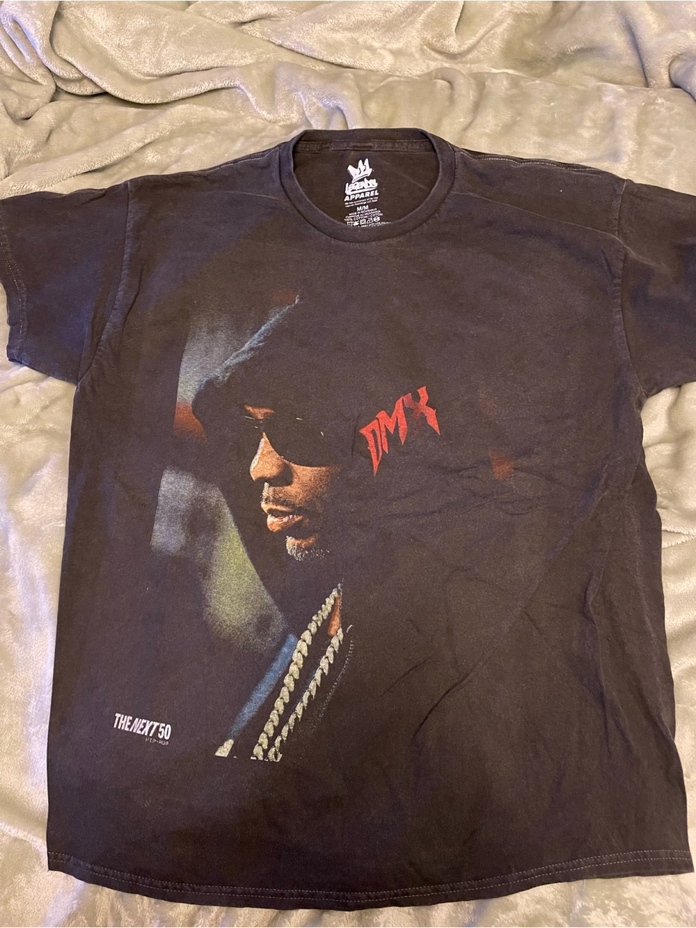 DMX Legends Apparel Black Graphic Men’s T-Shirt with Red Accent -